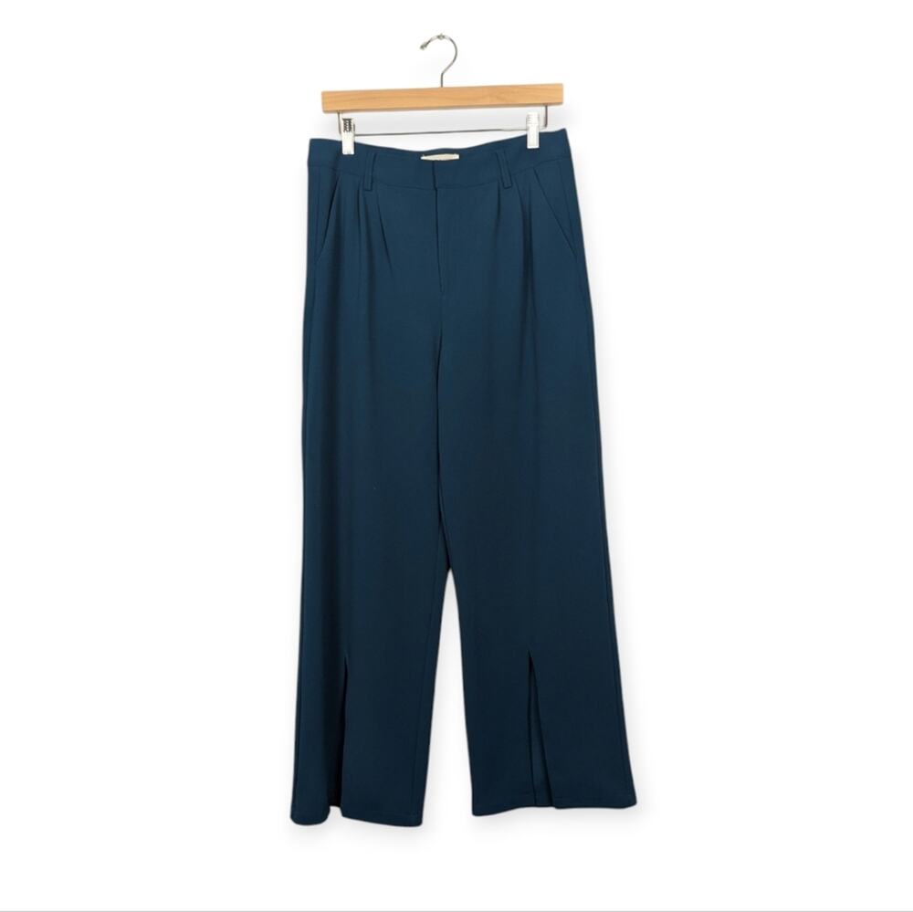 Happily Grey Teal Wide Leg Split Trouser Pants Size 9